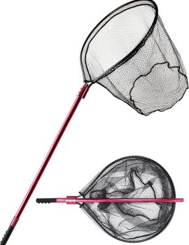 Beoccudo Fishing Net Large Fishing Net with Handle Landing Nets for Saltwater Telescopic Rubber Fishing Nets for Fish Aluminum Dip Net, Extends to 72-92in, Net Hoop 28x24in, 30in Deep Fish Net