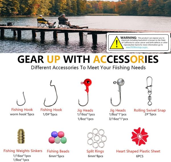 Fishing Lures Kit Set, Baits Tackle Including Crankbaits, Topwater Lures, Spinnerbaits, Worms, Jigs, Hooks, Tackle Box and More Fishing Gear Lures for Bass Trout - Image 6