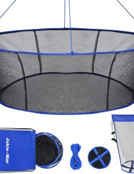 Foldable Fishing Net, Landing Fishing Pier Nets, Drop Net for Pulling Up Fish with Rope, Portable Bridge Fishing Net for Minnows, Crawfish, Shrimp