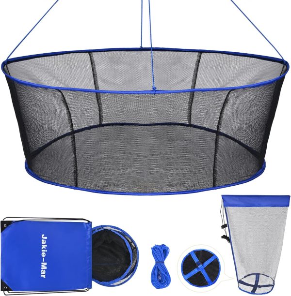 Foldable Fishing Net, Landing Fishing Pier Nets, Drop Net for Pulling Up Fish with Rope, Portable Bridge Fishing Net for Minnows, Crawfish, Shrimp