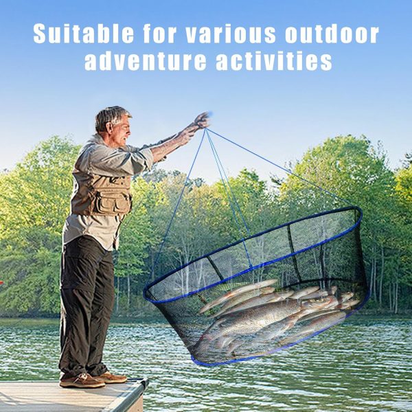 Foldable Fishing Net, Landing Fishing Pier Nets, Drop Net for Pulling Up Fish with Rope, Portable Bridge Fishing Net for Minnows, Crawfish, Shrimp - Image 8
