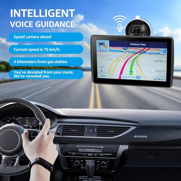 GPS Navigator for Car Truck RV, Latest 2025 Map 7 inch Touch Screen Car GPS, Support Voice Turn Direction Guidance/Speed and Red Light Warning/Custom Truck Routing (Black) - Image 3