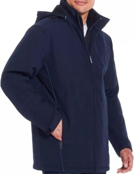 Men’s Ultra Tech Removable Fleece Lined Hood Jacket (Blue,X-Large)
