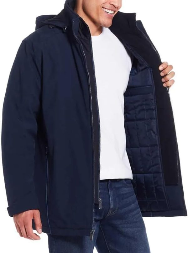 Men’s Ultra Tech Removable Fleece Lined Hood Jacket (Blue,X-Large) - Image 4